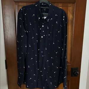 J. Crew Dark Blue Shirt with Martini Print